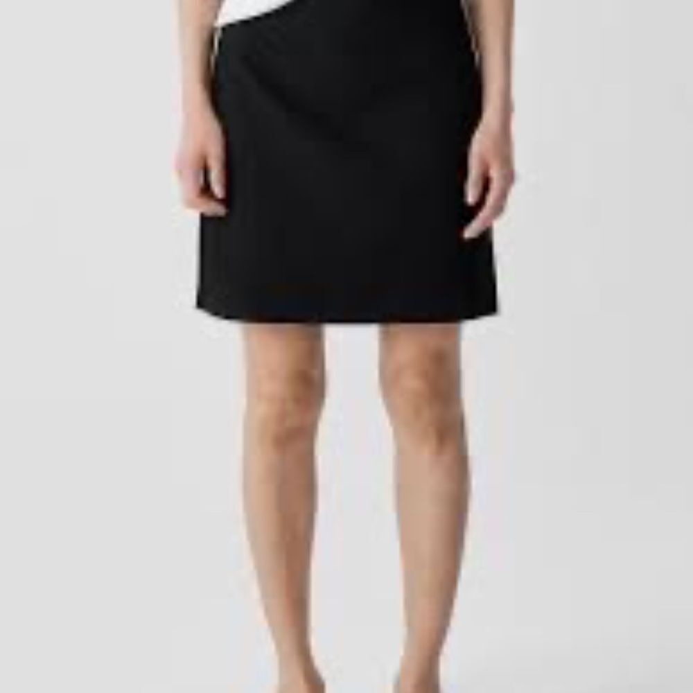Eileen Fisher Women'sβBlack Viscose/Nylon/Spandex Pullβ On Mini Skirt Sz M
